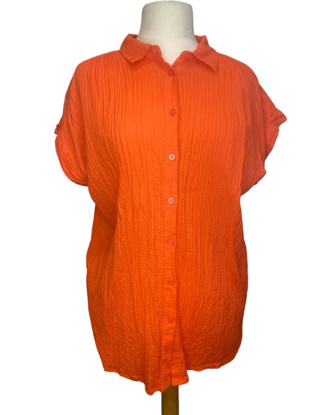 Reformation Coral Gauze Button Down Shirt Relaxed Fit Size 8 Summer Linen Style - Picture 8 of 10